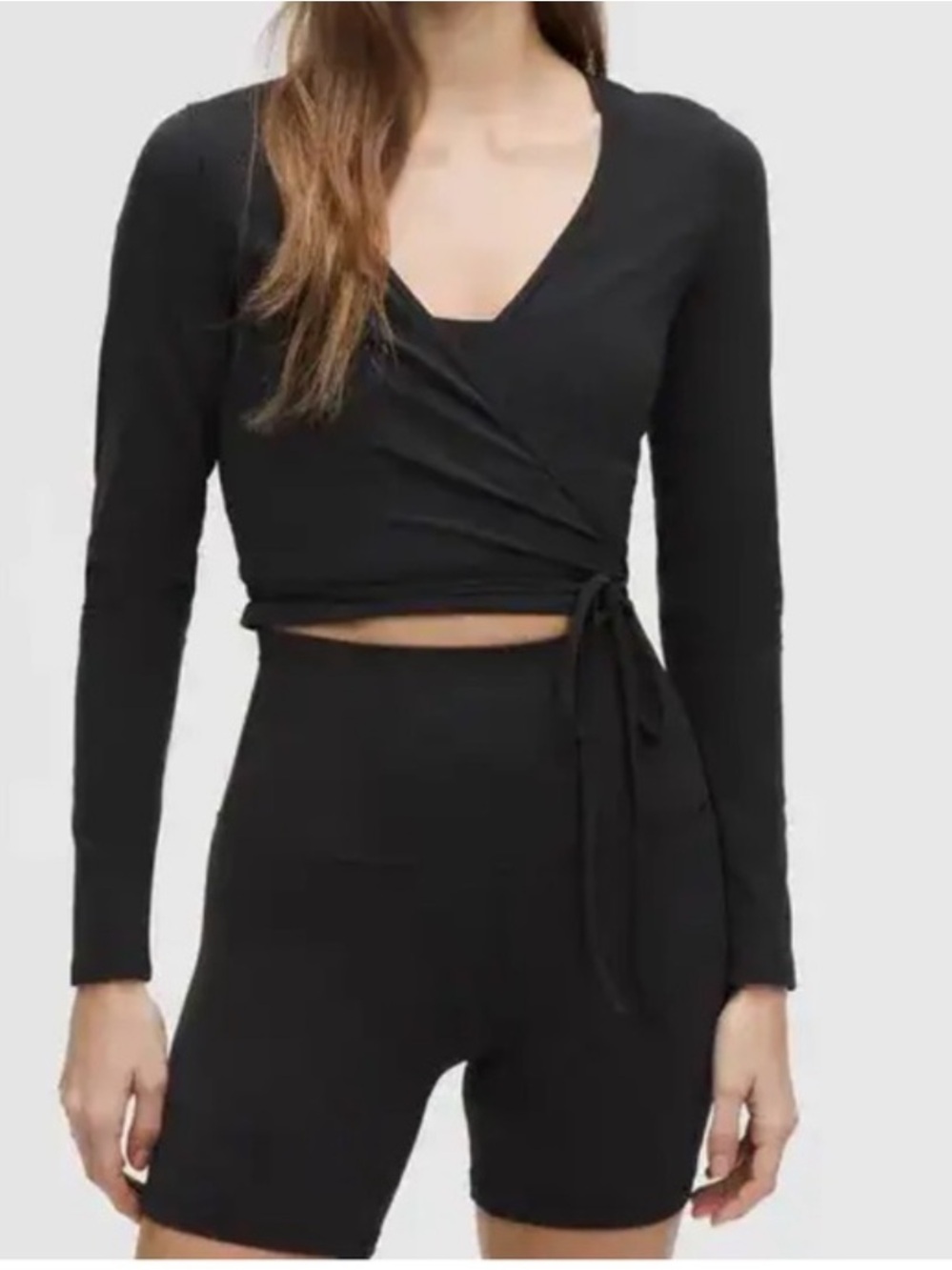 Lululemon Nulu Long-Sleeve Cropped Wrap Black Size 2